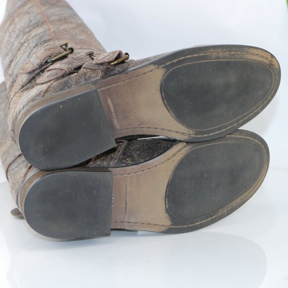 Steve Madden Womens Brodiee Riding Boot Size 9.5 Brown Tan Crackle Distressed - Picture 9 of 12